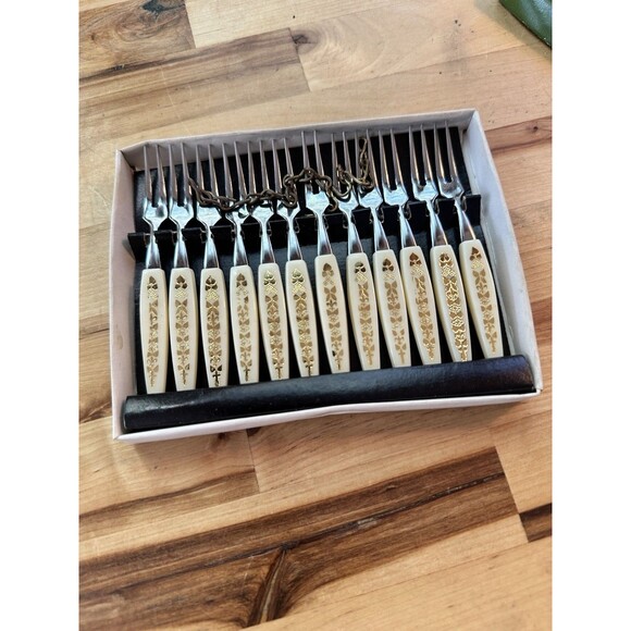 Vintage Mini Forks 12 Hors d'oeuvres Appetizer Cheese Stainless Japan - Picture 2 of 3